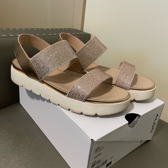 Aldo Rose Gold Strappy Sandals - Picture 2 of 5